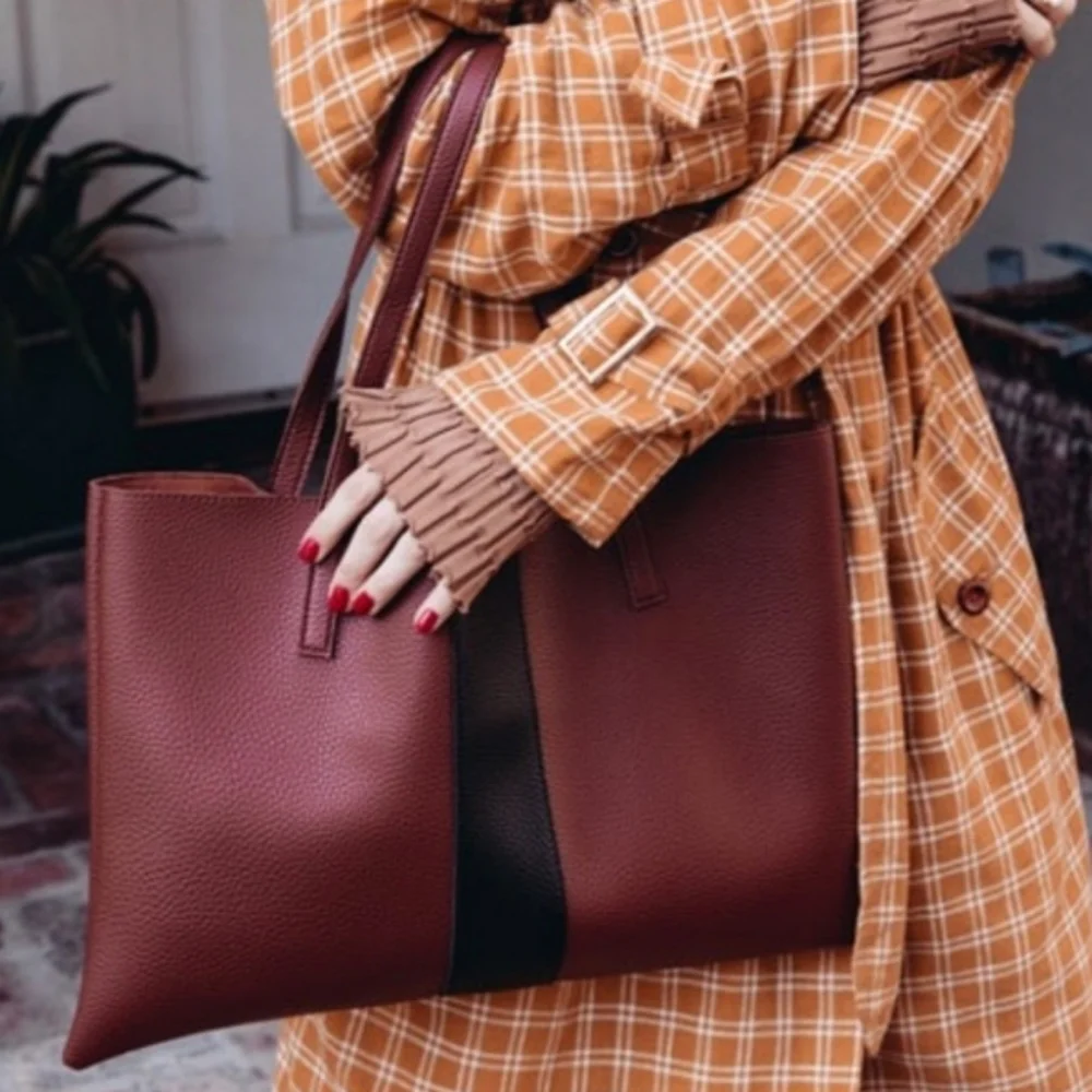 Vince Camuto Brown, Black Leather Tote